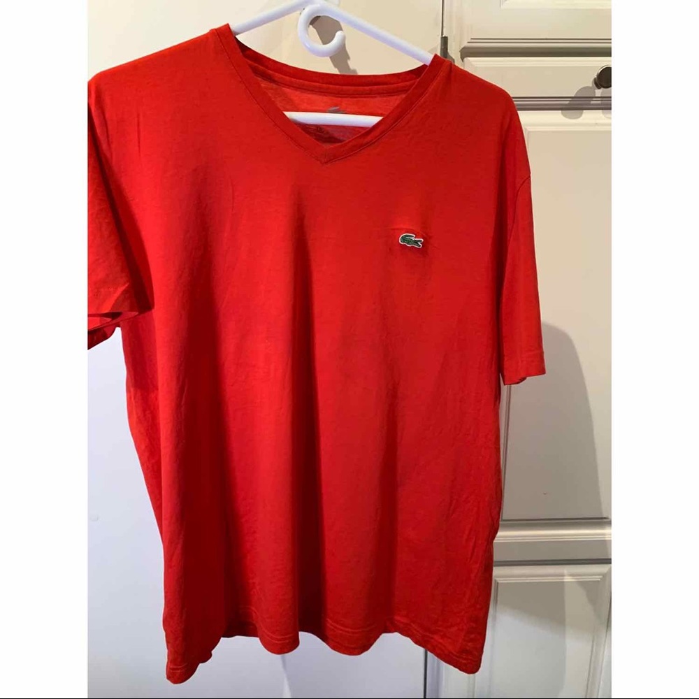 Lacoste V-Neck T-shirt Red Large